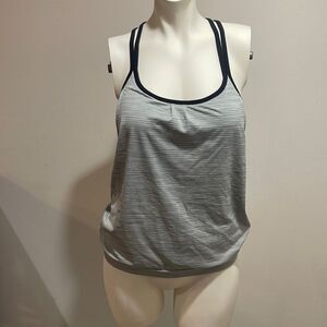 ATHLETA Womens Gray Black Full Force Built in Bra Perforated Tank Top Size XS